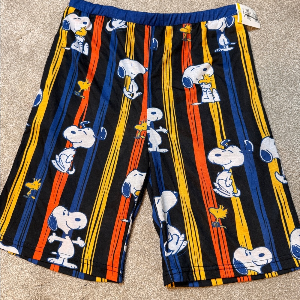 munki munki Snoopy Kids PJ Shorts - Blue, Orange, Yellow Size 14